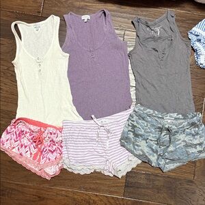 PJ Salvage Women's Pajama Set - Cream, Purple, Gray